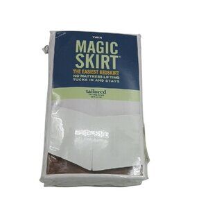 Magic Skirt Twin Bed Skirt White Tailored 15 Inch Drop Length Classic